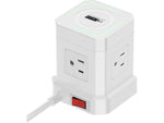 Uncaged Ergonomics Cube 4-Outlet 4-USB Port Surge Protector, 10', White (WC-10-w)