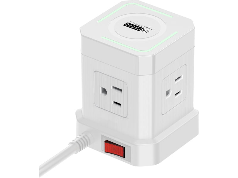Uncaged Ergonomics Cube 4-Outlet 4-USB Port Surge Protector, 10', White (WC-10-w)