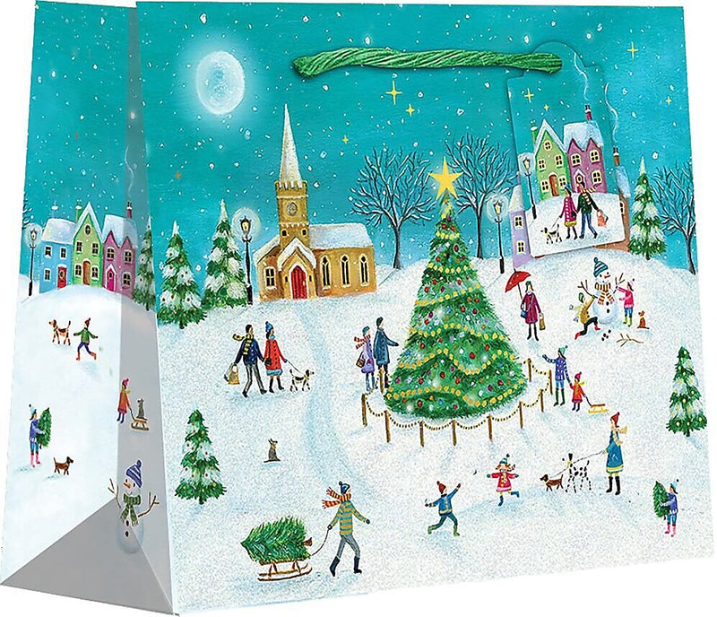 JAM Paper Christmas Village Large Gift Bags, 120/pack (526BXLT6071)