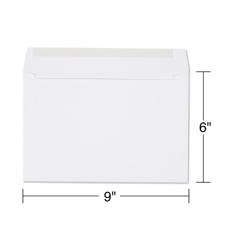 Staples Gummed Booklet Envelopes, 6" x 9", White, 250/Box (472852/19306)