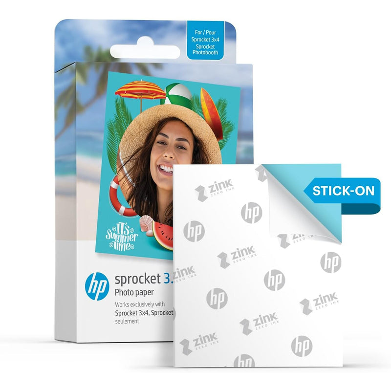 HP Sprocket 3.5 x 4.25" Zink Sticky-Backed Photo Paper, 20 Sheets/Pack (HPIZ3X420)