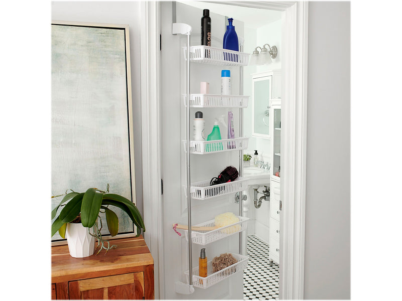 Household Essentials 6-Shelf Plastic Over-the-Door Storage Rack, 18", White (2154-1)
