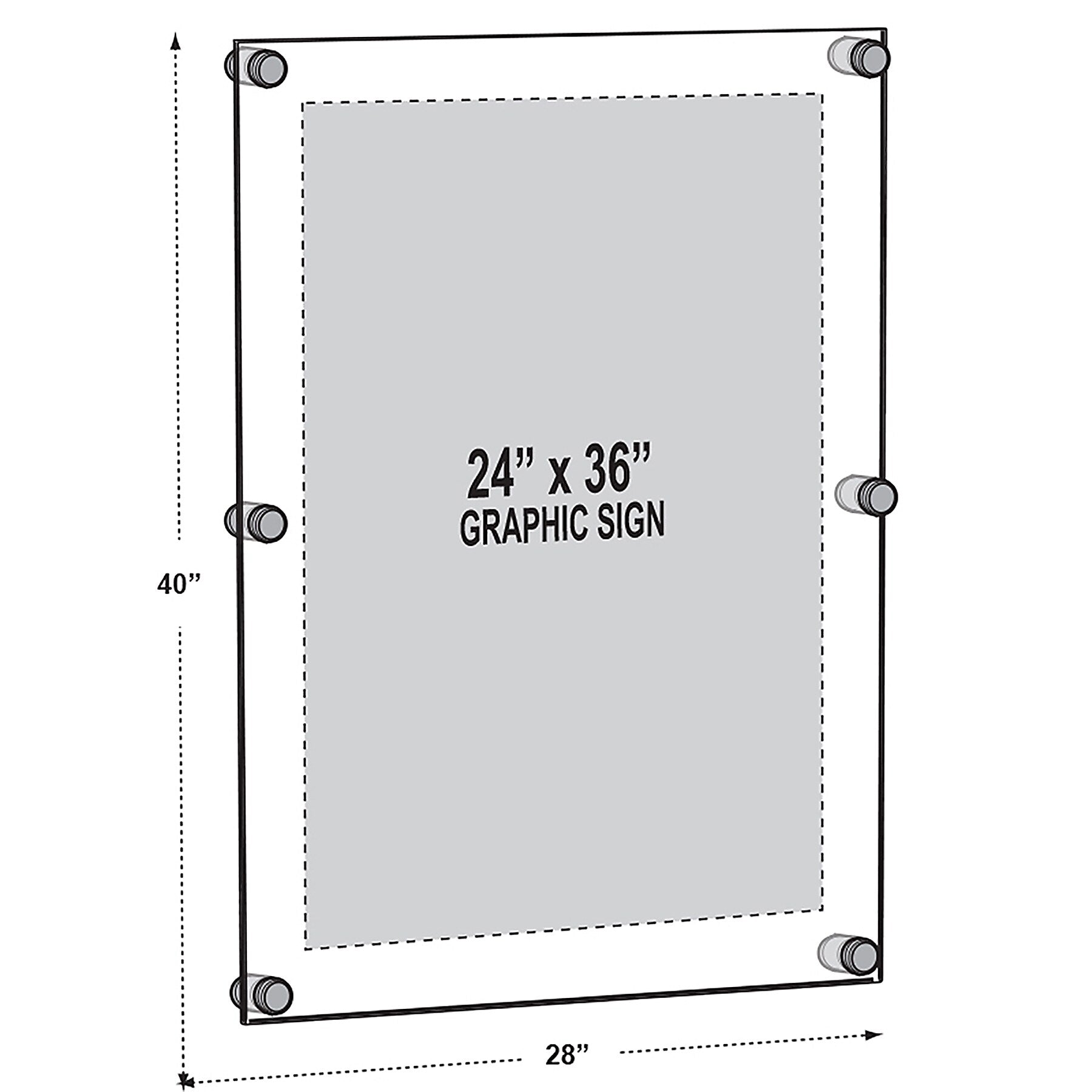 Azar Poster Holder, 28" x 40", Wall Mounted, Black, Acrylic (105536-BLK)