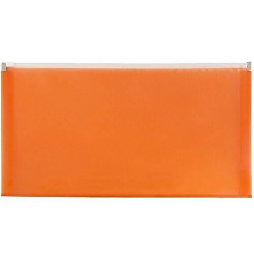 JAM Paper Premium Plastic Expanding Wallet with Zipper Closure, 5" x 10", Orange, 3/Pack (921Z1ORX3)