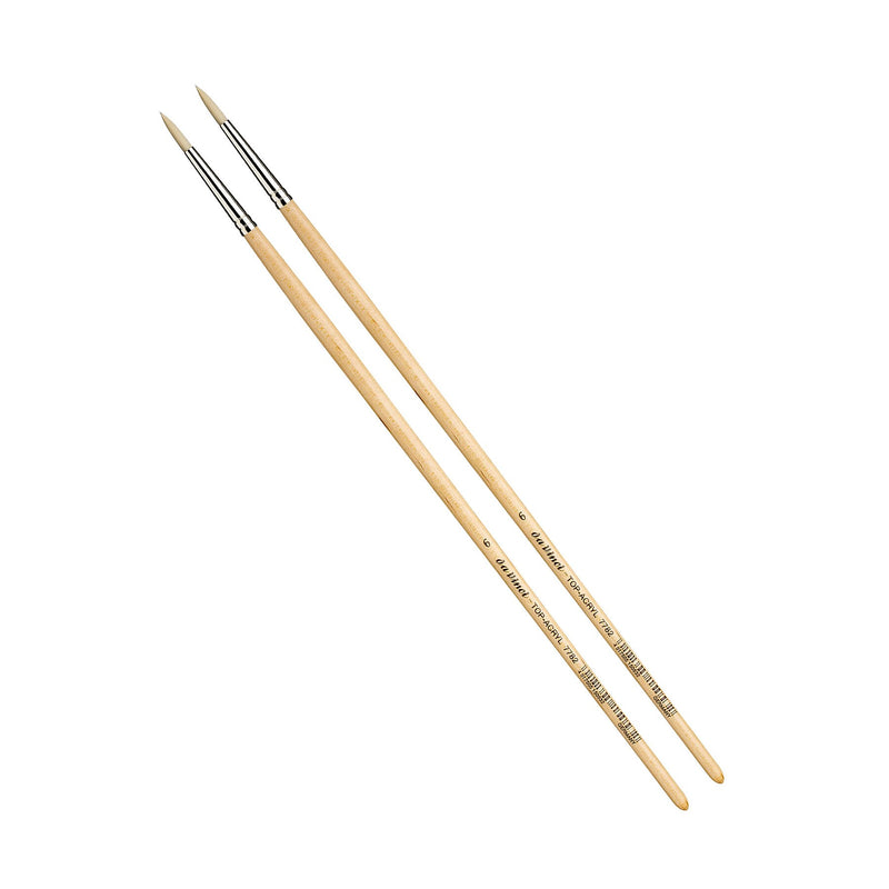 da Vinci TOP-ACRYL Oil and Acrylic Synthetic Bristle White Round Brush, 2 Brushes/Pack (DVXVA77826-2)