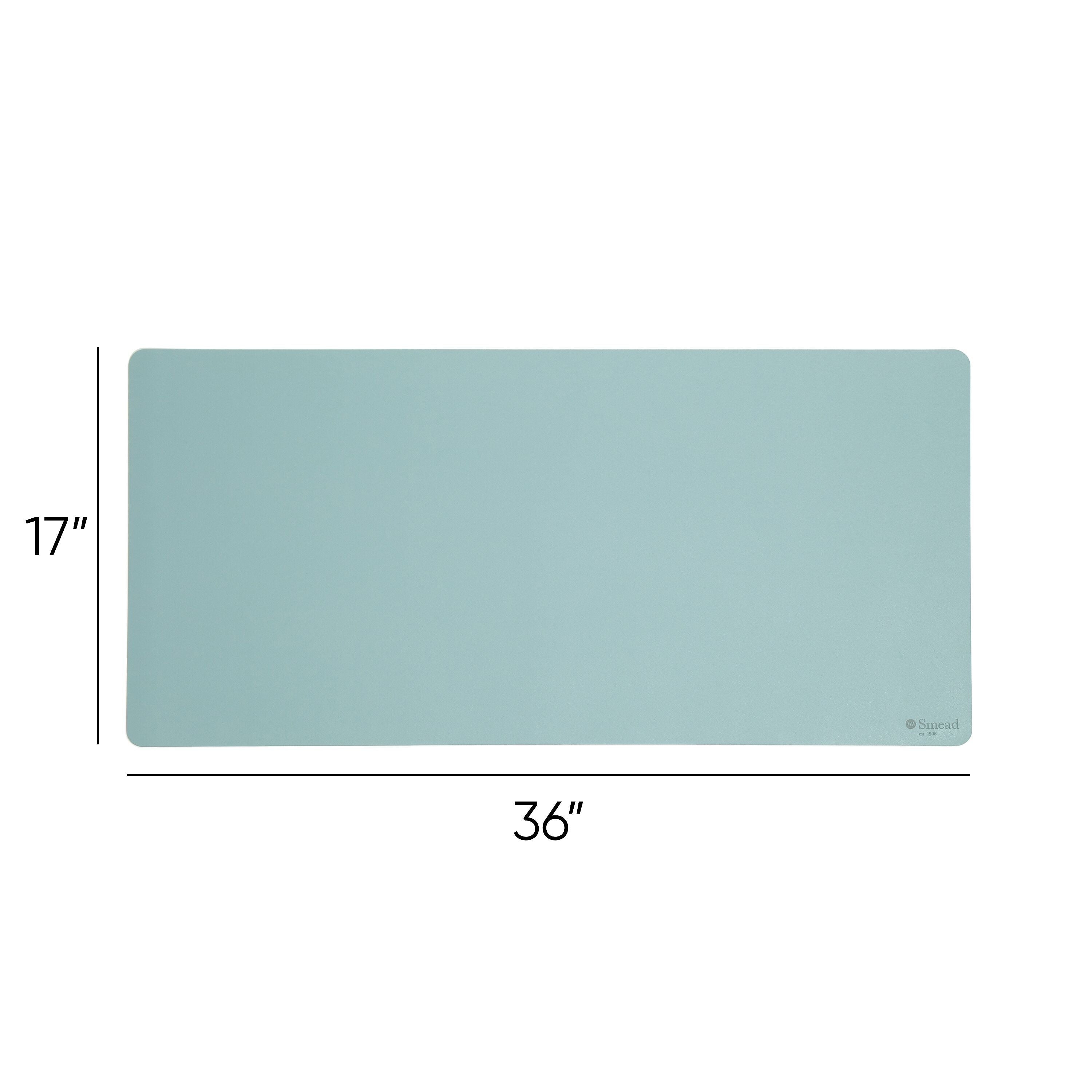 Smead Large Vegan Leather Anti-Slip Desk Pad, 36" x 17", Light Blue (SMD64830)