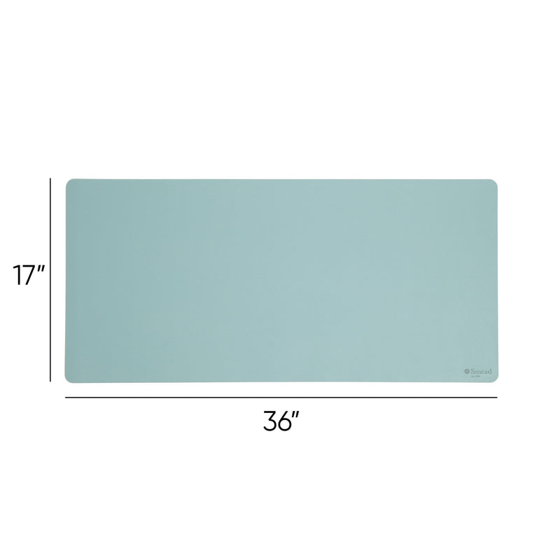 Smead Large Vegan Leather Anti-Slip Desk Pad, 36" x 17", Light Blue (SMD64830)