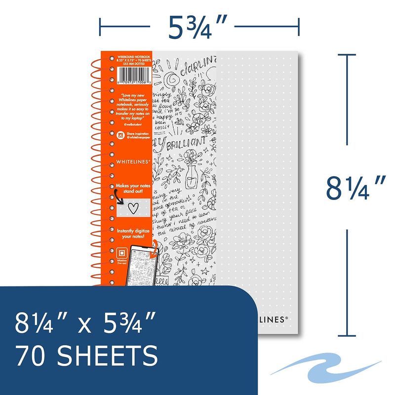 Whitelines Journal, 75.75" x 8.25", Dotted Ruled, Gray, 70 Pages, 12/Carton (17006cs)