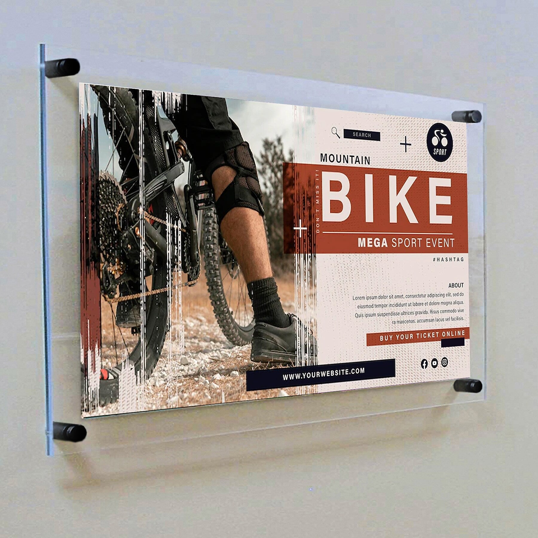 Azar Poster Holder, 22" x 28", Wall Mounted, Black, Acrylic (105524-BLK)