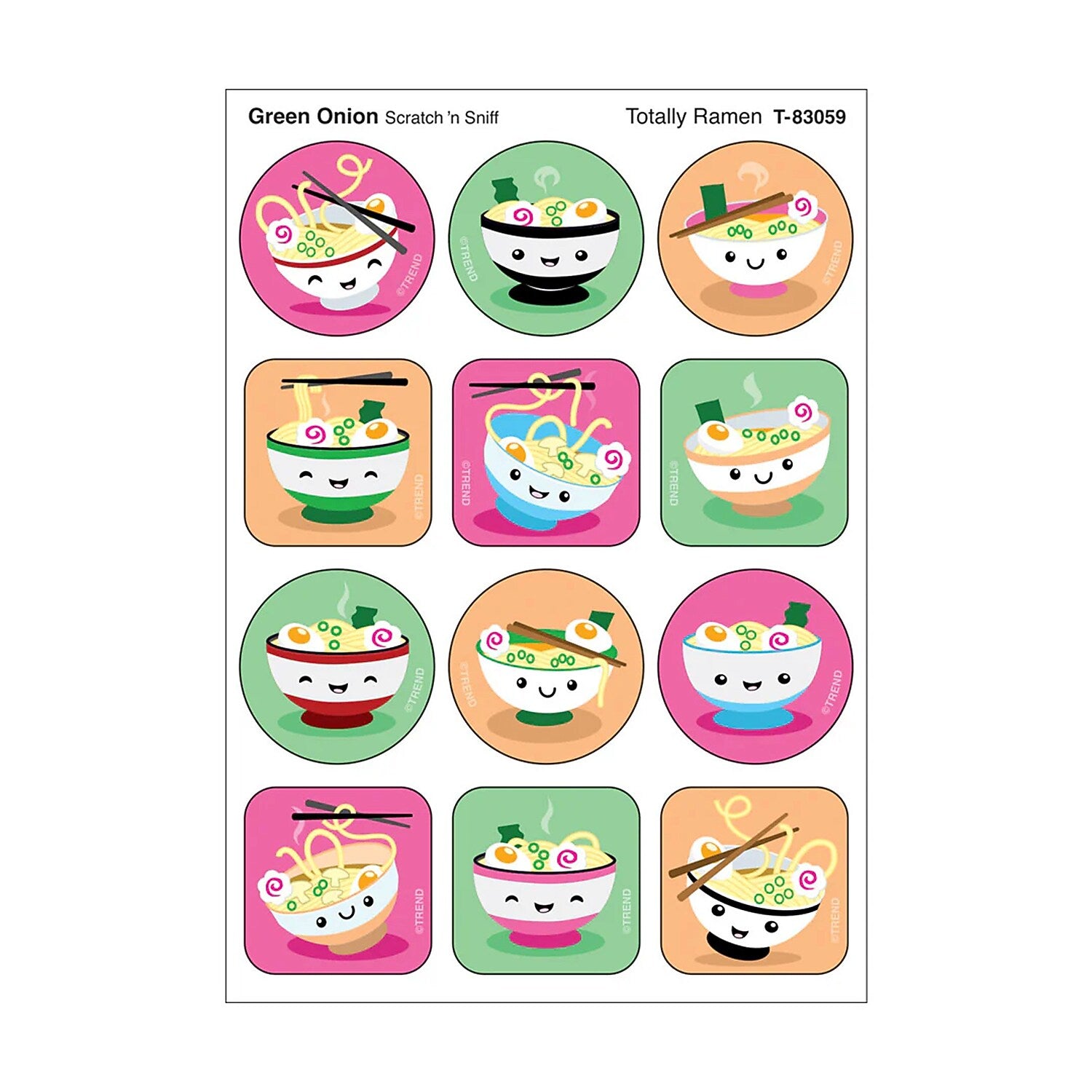 Trend Enterprises Totally Ramen Green Onion Scent Scratch 'n Sniff Stinky Stickers, Multicolored, 48/Pack, 6/Packs/Bundle