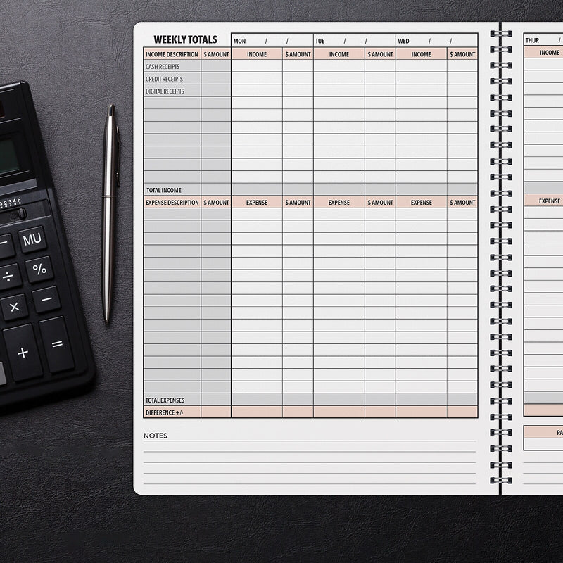 Global Printed Products Income & Expense Accounting Journal, 8.5" x 11", Black/Green, (GPP-0115)