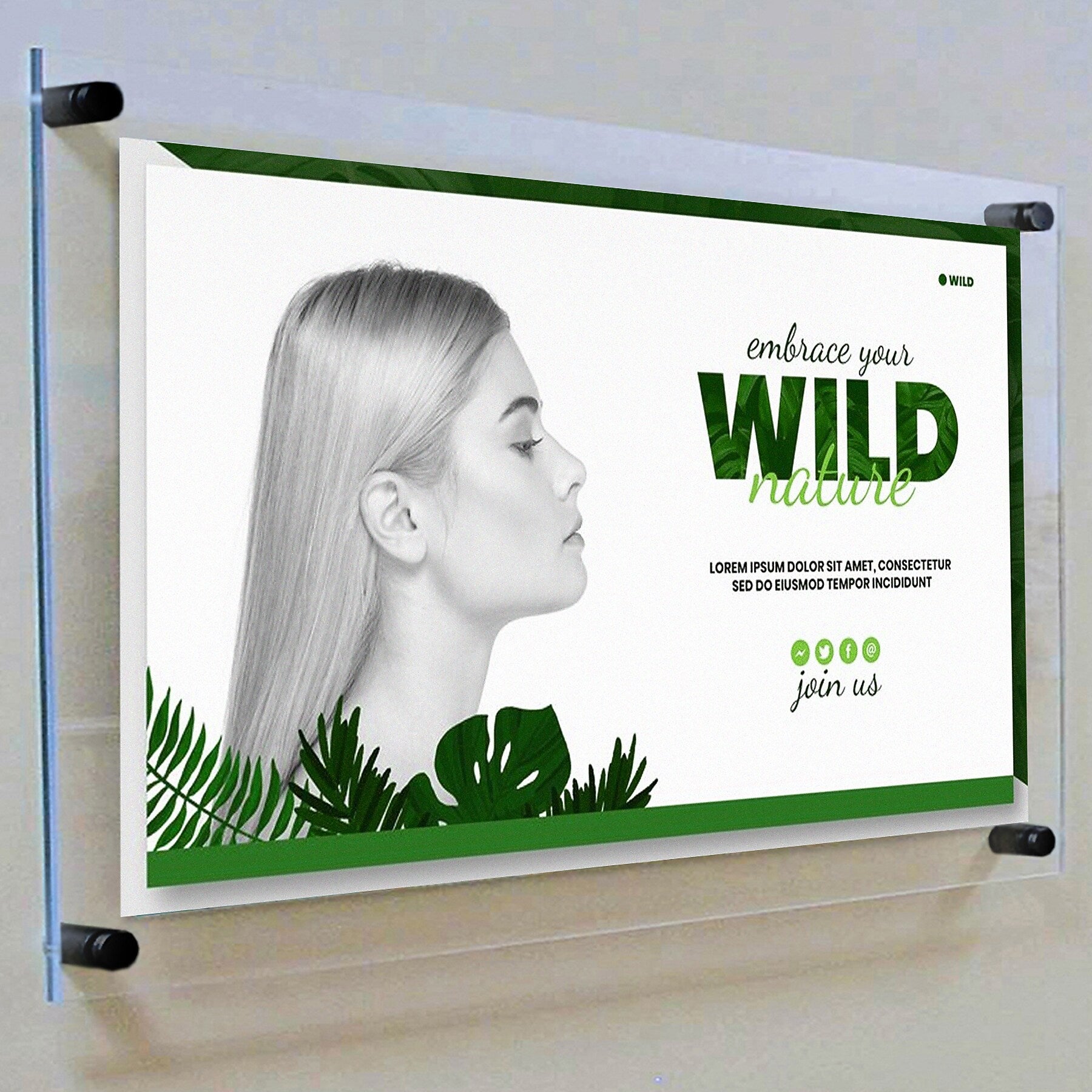 Azar Poster Holder, 21" x 26", Wall Mounted, Black, Acrylic (105528-BLK)