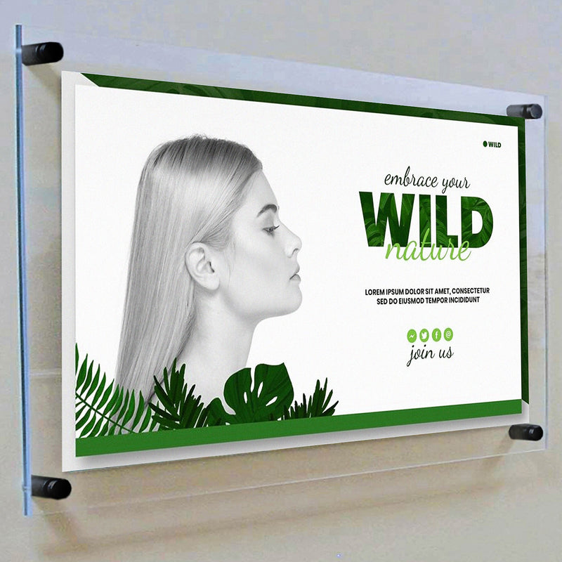 Azar Poster Holder, 21" x 26", Wall Mounted, Black, Acrylic (105528-BLK)