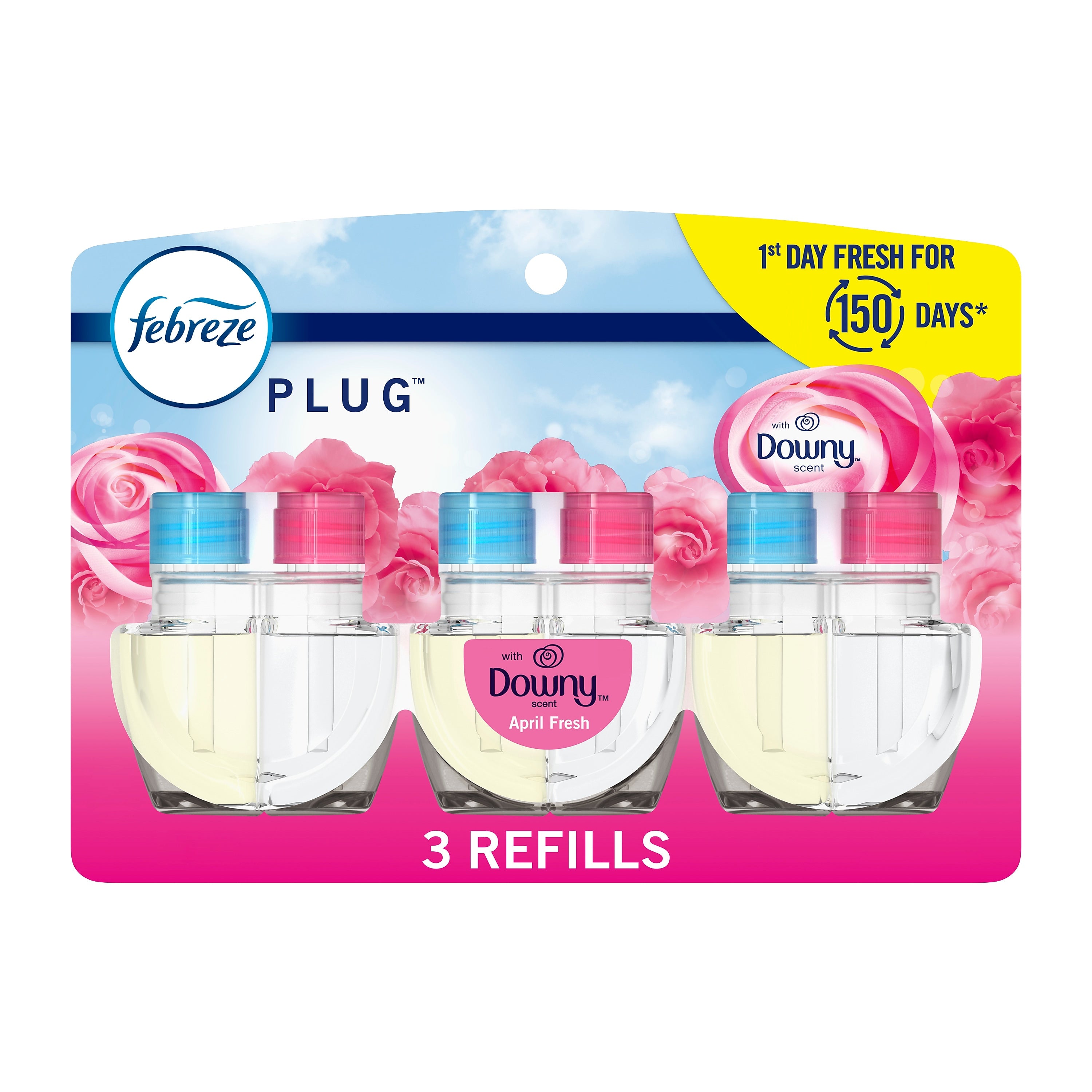 Febreze Fade Defy Plug Air Freshener Warmer Refill, Downy April Fresh Scent, 0.87 fl. oz., 3/Pack (52369)