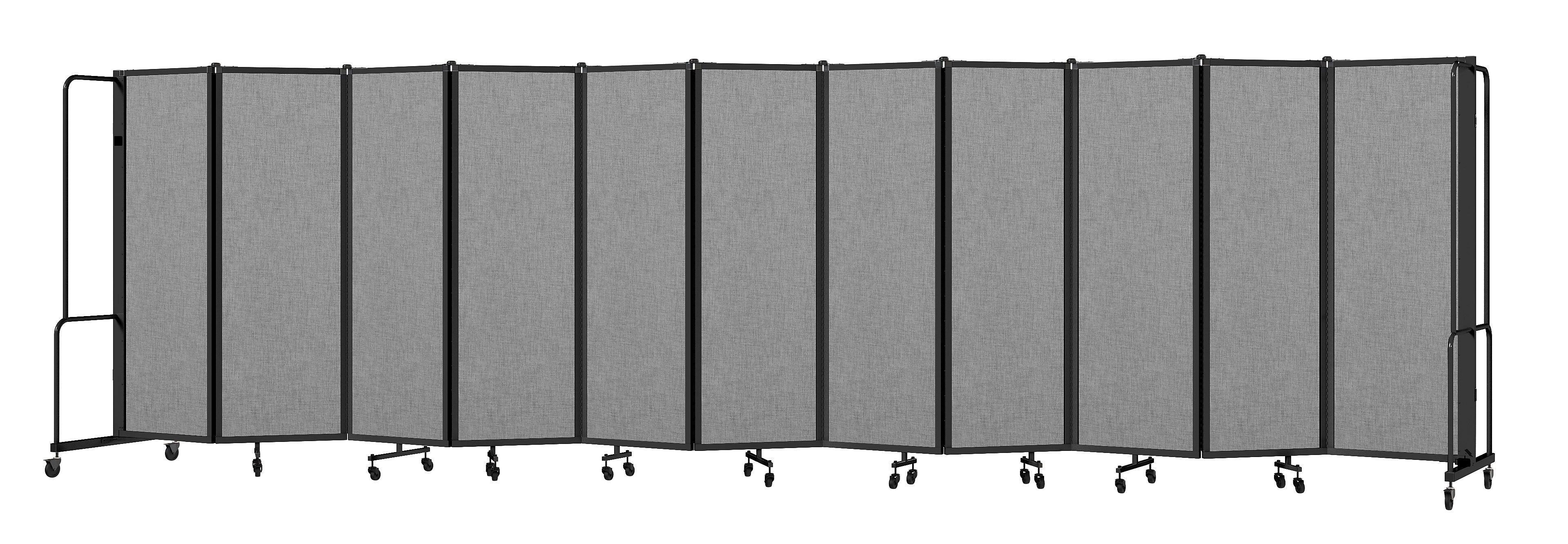 National Public Seating Robo Series 11-Panel Folding Mobile Room Divider, 72"H x 256"W, Grey Fabric (RDB6-11PT02)