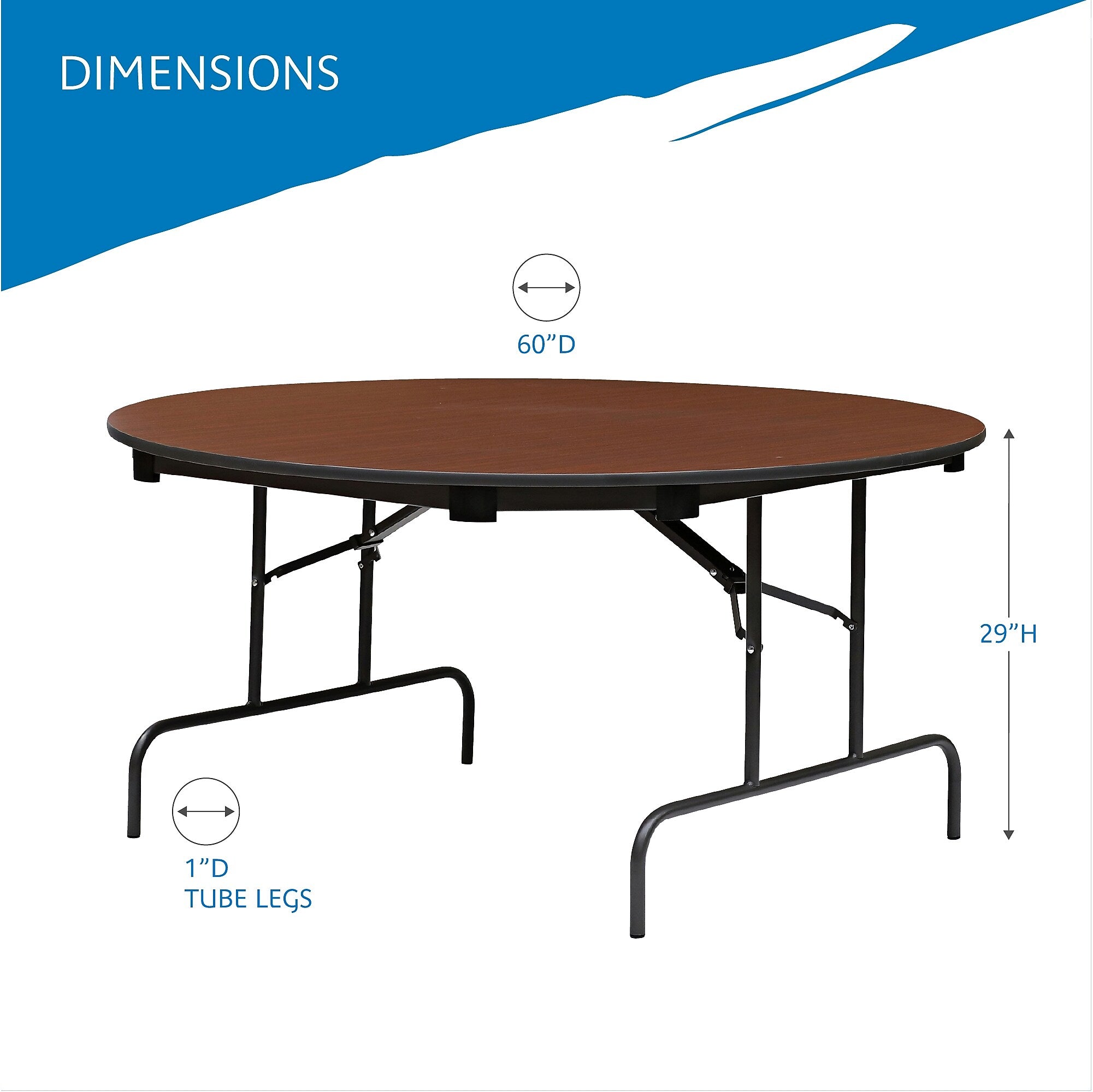 ICEBERG Premium Folding Table, 60"Dia., Mahogany (55264)