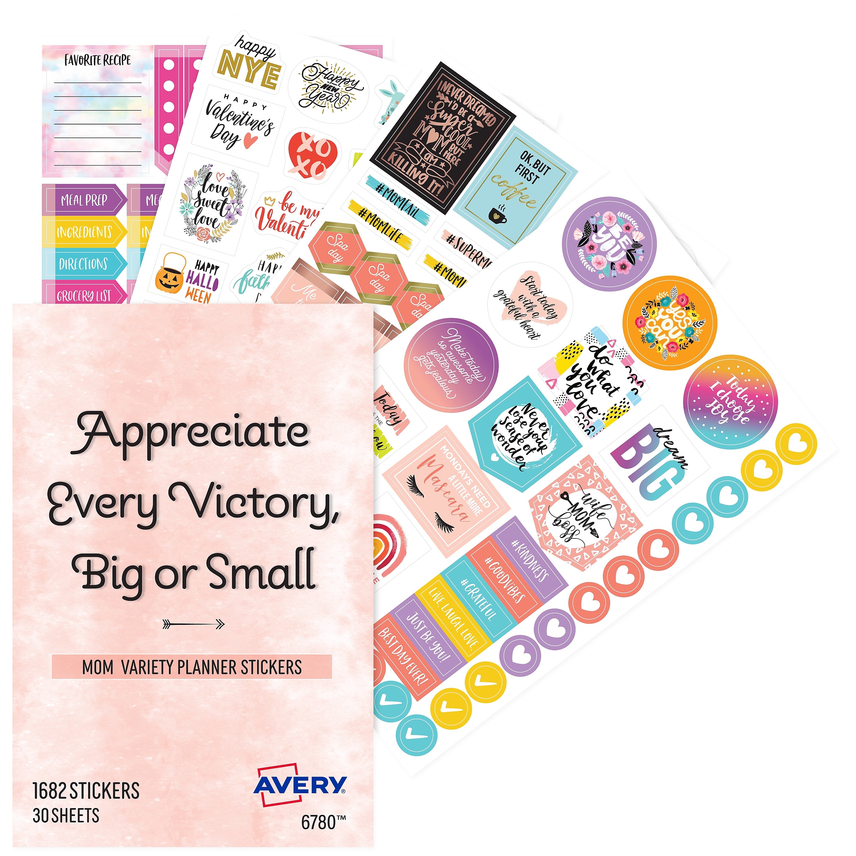 Avery Planner Stickers Variety Pack, Assorted Colors, 1682/Pack (6780)