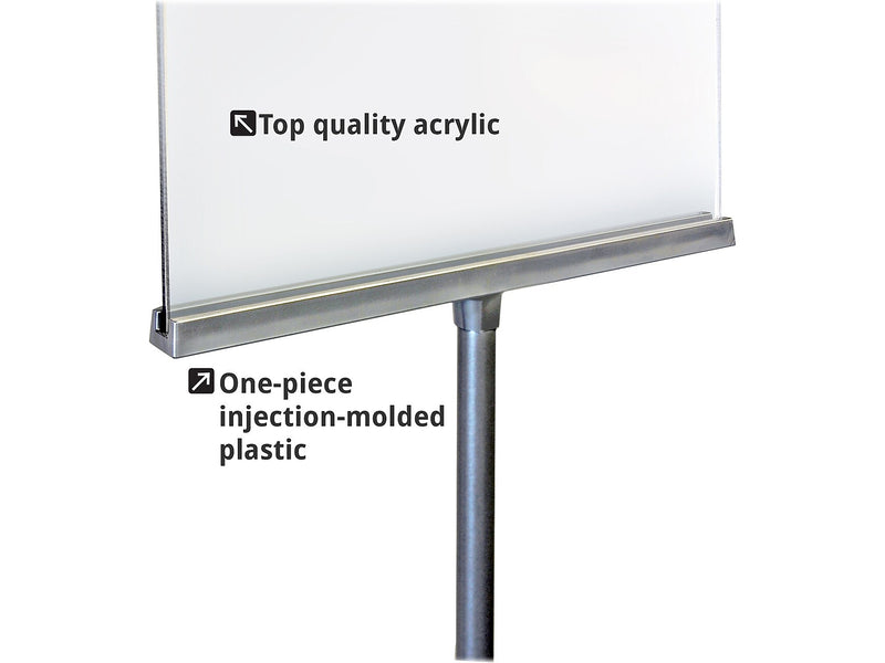 Azar Sign Holder, 12" x 54", Horizontal, Freestanding, Clear/Silver, Acrylic (300864)