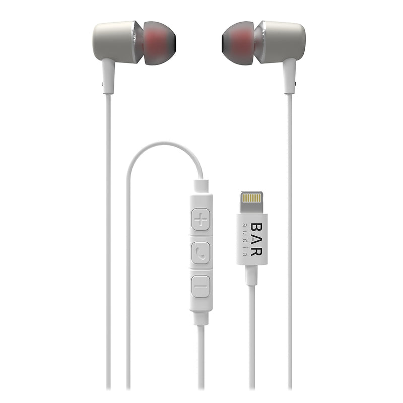 cellhelmet Bar Audio Earbuds, Lightning Connector, White (BAR-IN-EAR-LIGHT)