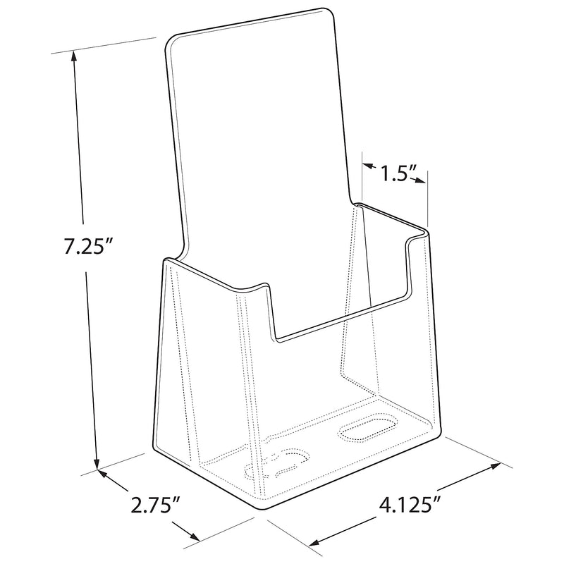 Azar Brochure Holder, 4.125" x 7.25", Vertical, Table Top, Clear, Plastic, 25/Pack (252012-25PK)
