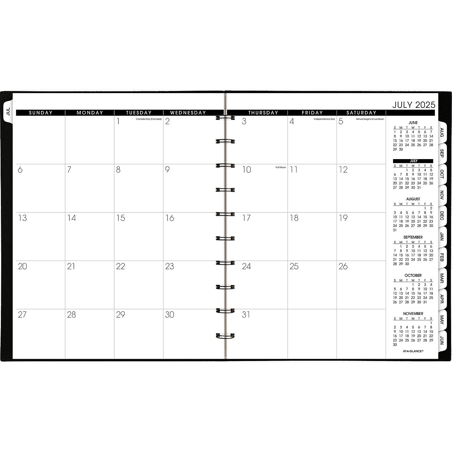 2025-2026 AT-A-GLANCE Move-A-Page 9" x 11" Academic Year Weekly & Monthly Planner, Plastic Cover, Black (70-957E-05-26)