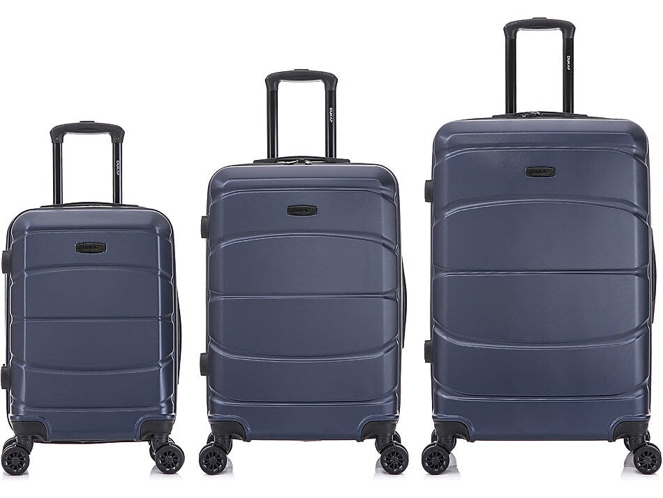 DUKAP Sense 3-Piece Hardside Spinner Luggage Set, TSA Checkpoint Friendly, Blue (DKSENSML-BLU)