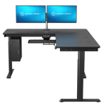 VersaDesk PowerLift 60"W Electric L-Shaped Adjustable Standing Desk, Black (PLLSD6060-BB-APP)