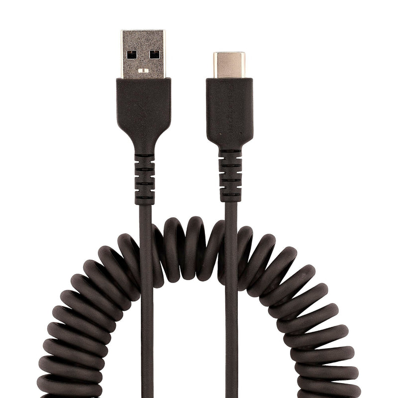 StarTech.com 3.3ft USB-A to USB-C Heavy Duty Coiled Cable, Male to Male, Charge/Sync, Black (R2ACC-1M-USB-CABLE)