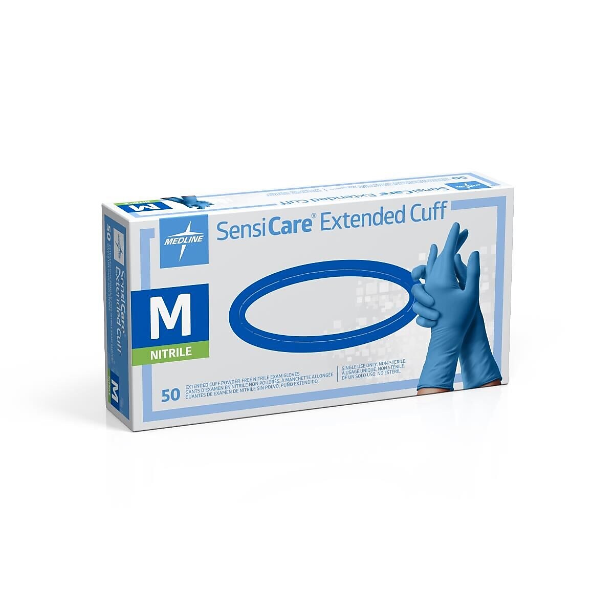 SensiCare Nitrile Exam Gloves 12" L, Medium, Blue, 500/Pack (MDS1285)