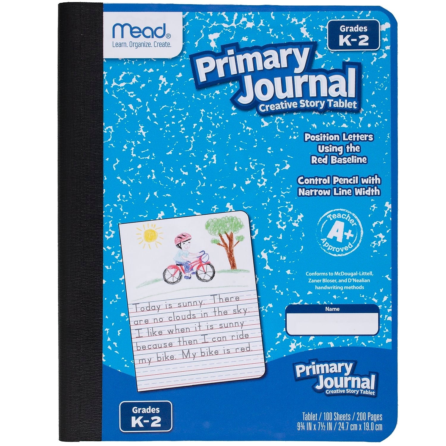 Mead Grades K-2 Primary Ruled Journal 1-Subject Composition Notebook, 7.5" x 9.75", Wide Ruled, 100 Sheets, Blue (1040315)