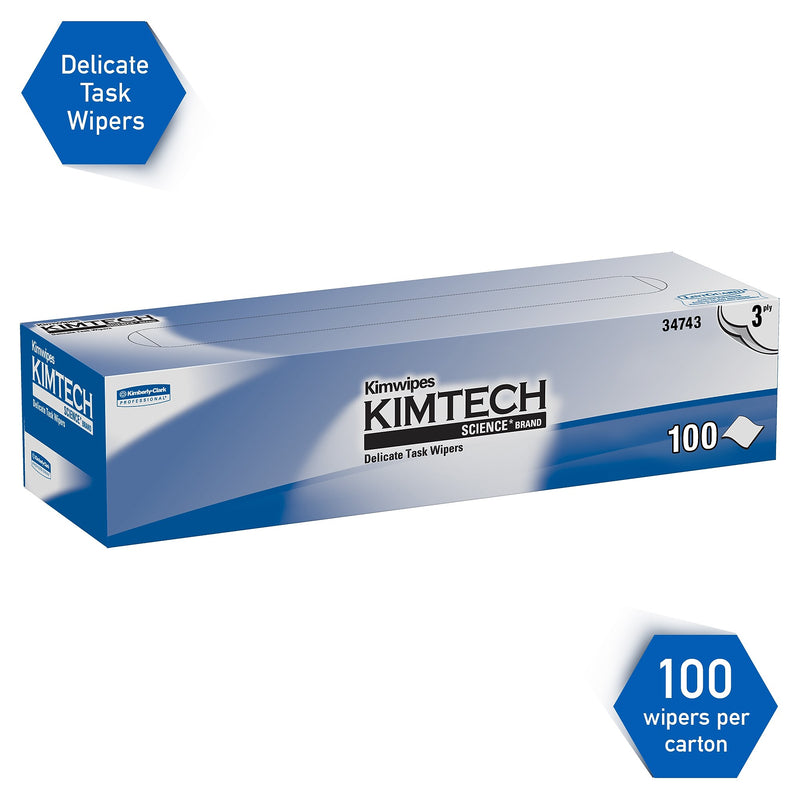 Kimtech Science Kimwipes Delicate Task Wipers, 11.22" x 12.3", White, 3-ply, 100 Sheets/Box, 15 Boxes/Carton (34743)