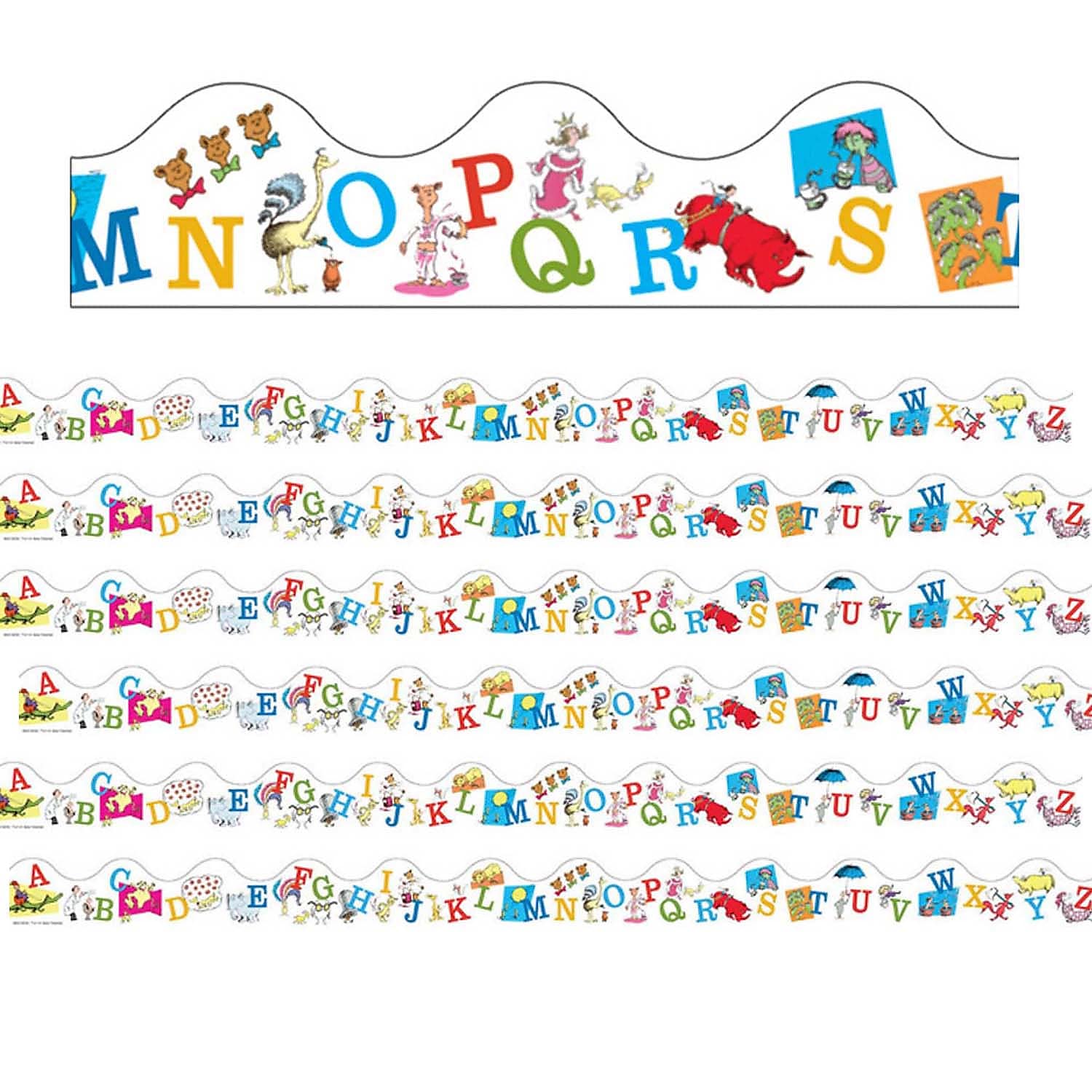 Eureka Dr. Seuss ABC Deco Trim, 37 Feet Per Pack, 6 Packs (EU-845019-6)