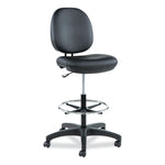 Alera Interval Series Armless Faux Leather Task Stool with Backrest and Lumbar Support, Black (ALEIN4616)