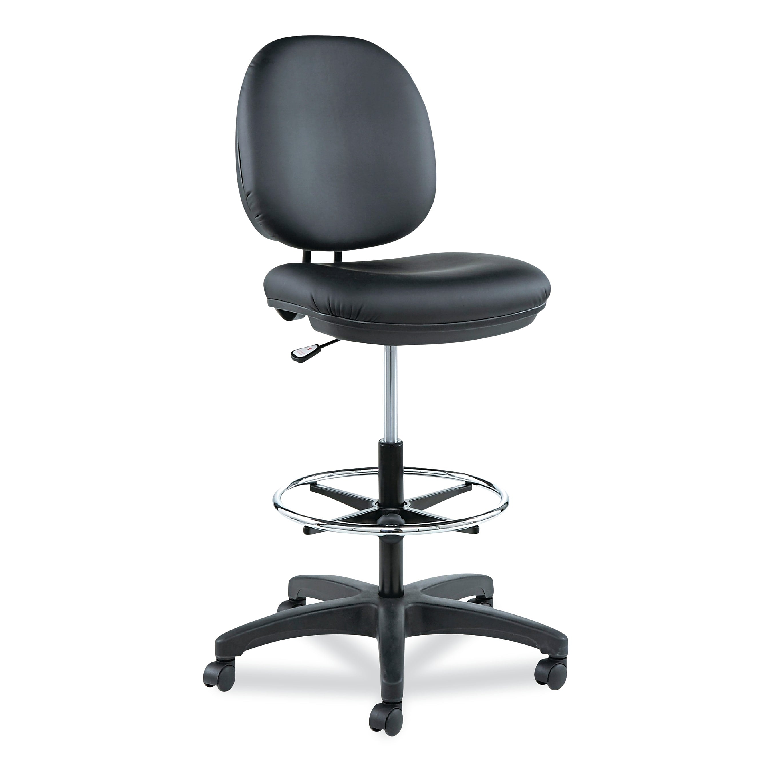 Alera Interval Series Armless Faux Leather Task Stool with Backrest and Lumbar Support, Black (ALEIN4616)