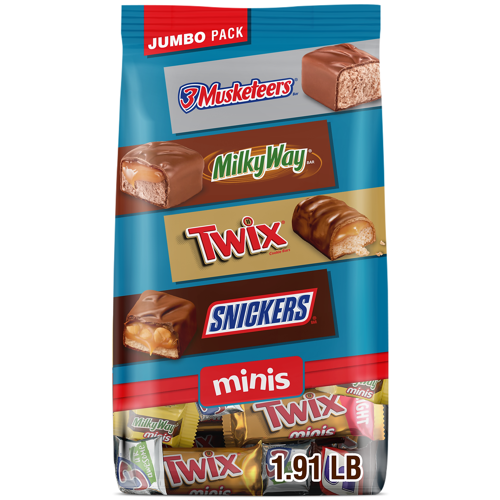 Mars Minis Milk Chocolate Candy Bars Jumbo Variety Pack, 30.63 oz. (460690)