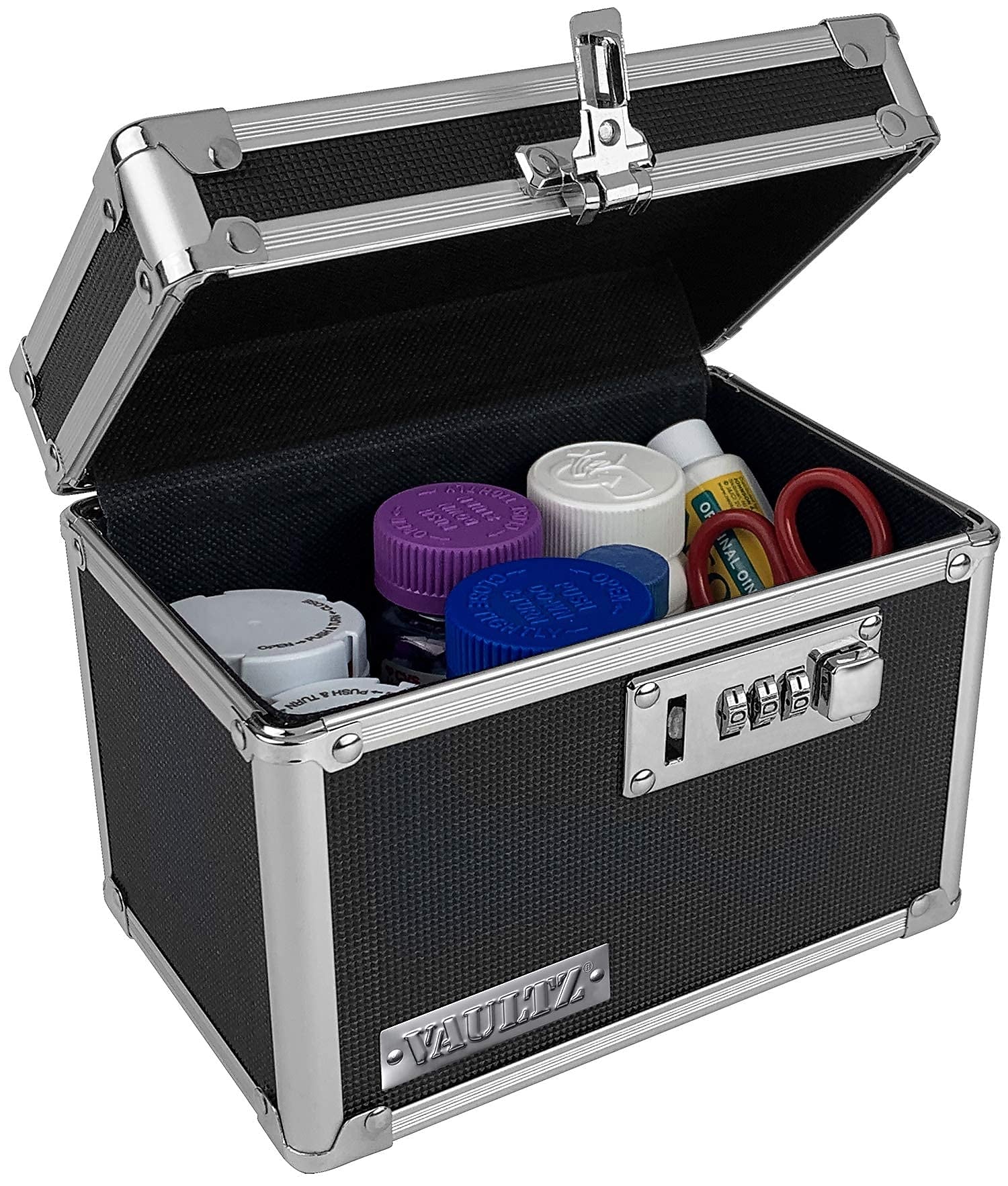 Vaultz Storage Container w/ Combination Lock, Plastic, Black (VZ00266-CAM)