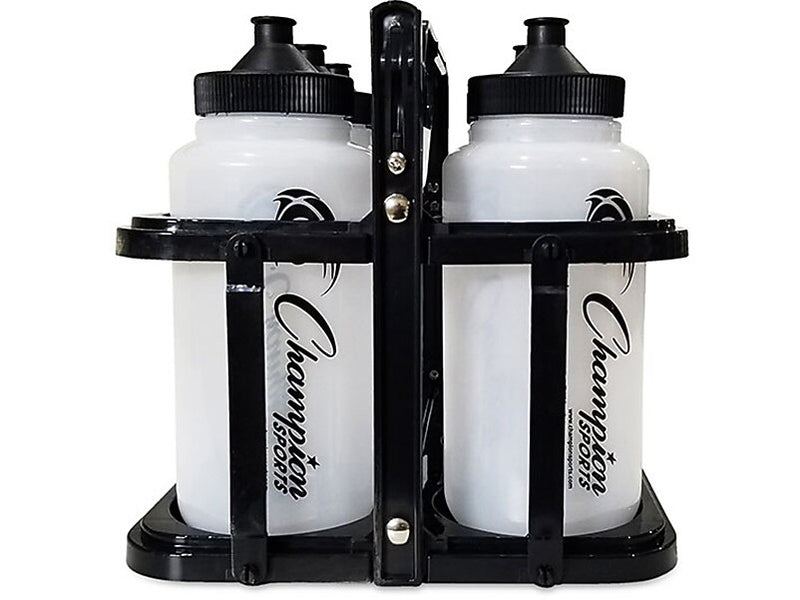 Champion Sports Plastic Water Bottle, 32 oz., Clear/Black, 6/Pack (CWBWXSET)