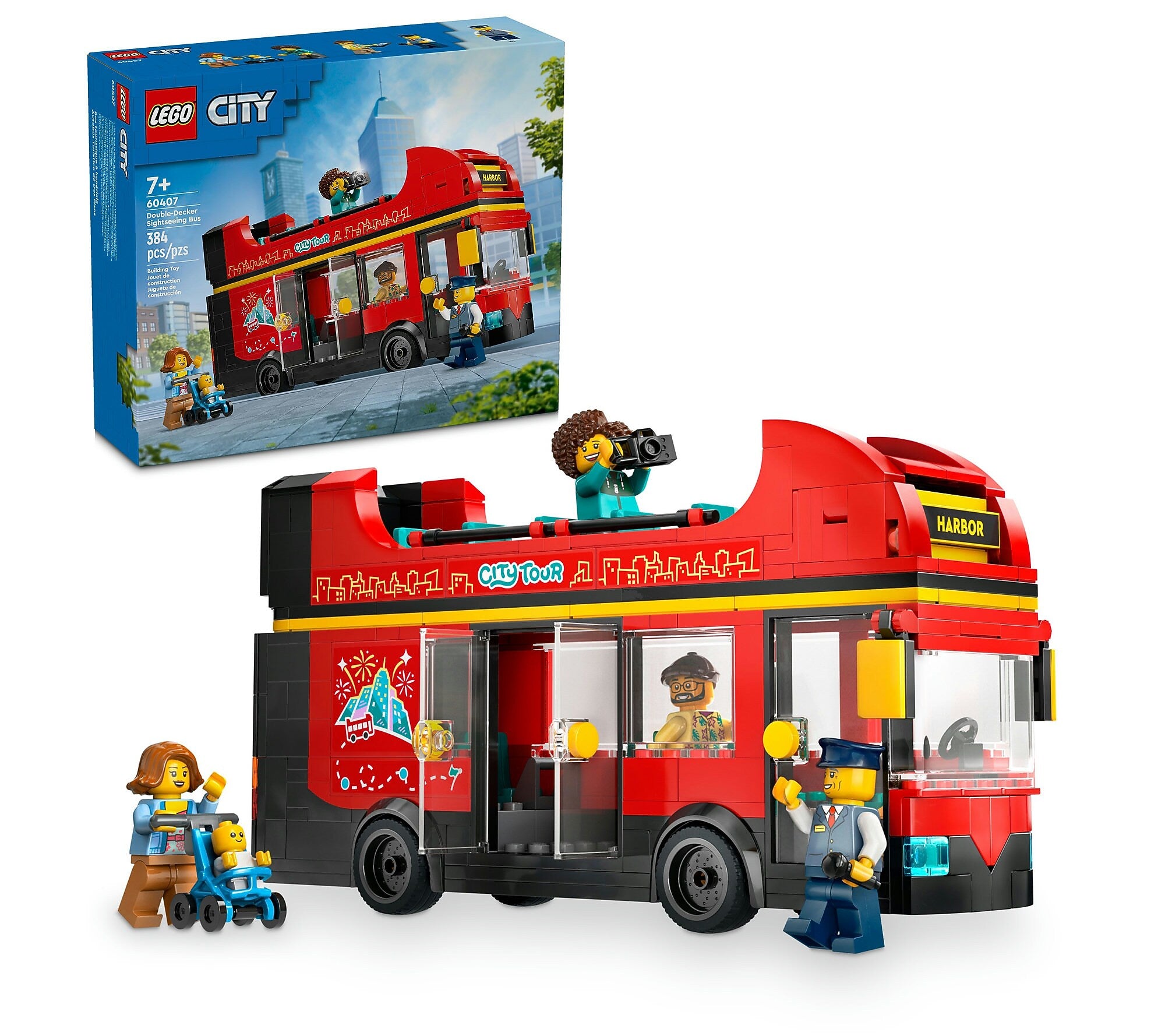 LEGO City Red Double-Decker Sightseeing Bus, 384 Pieces (60407)