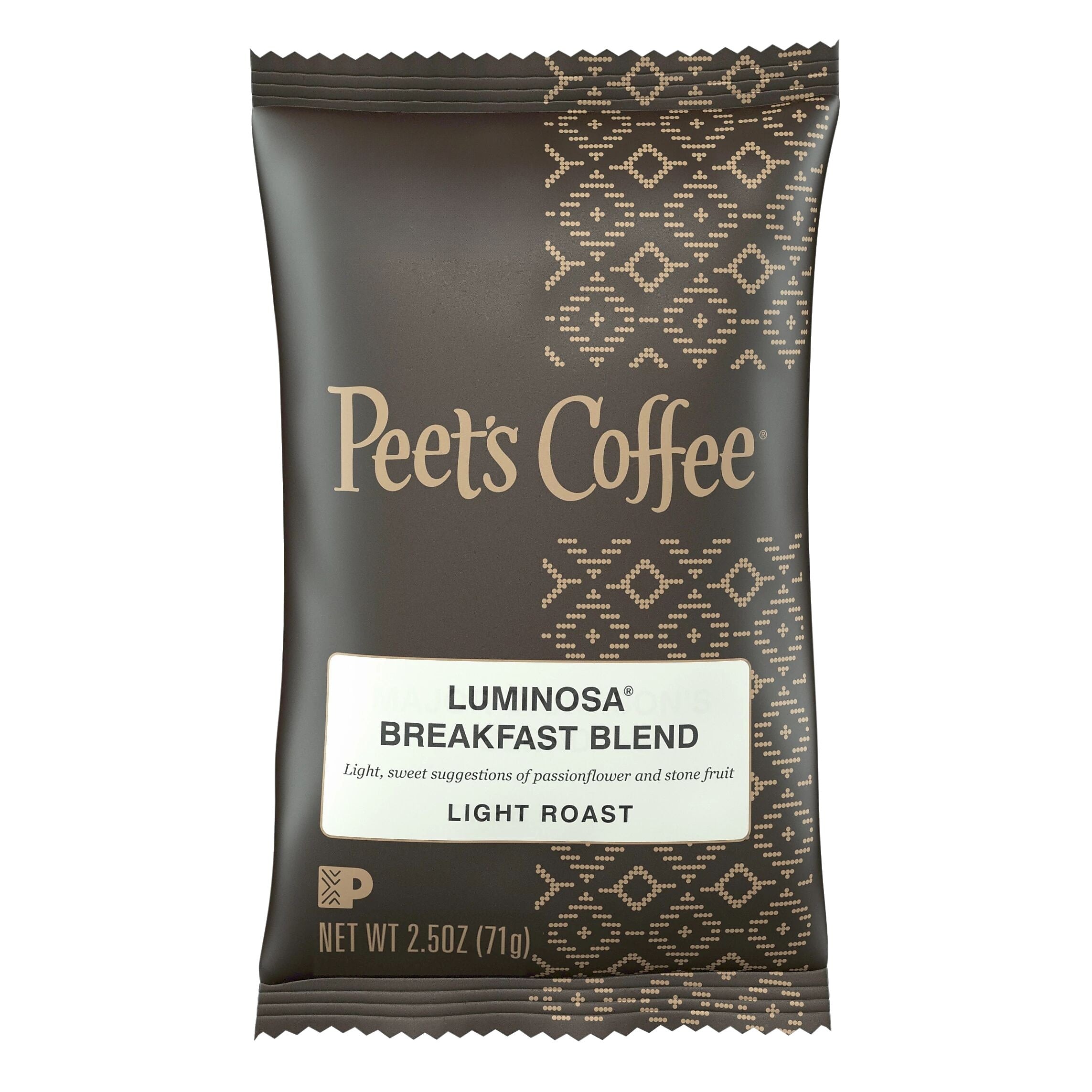 Peet's Coffee Luminosa Breakfast Blend Ground Coffee, Light Roast, 2.5 oz (PCE01337)