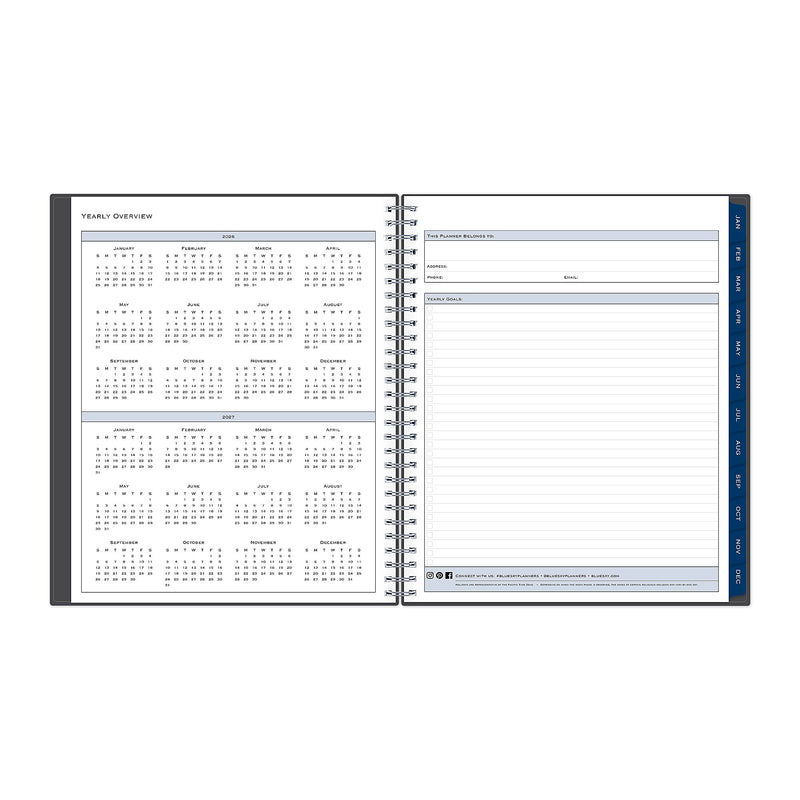 2026 Blue Sky Passages 8" x 10" Calendar Year Monthly Planner, Plastic Cover, Gray (100011-26)