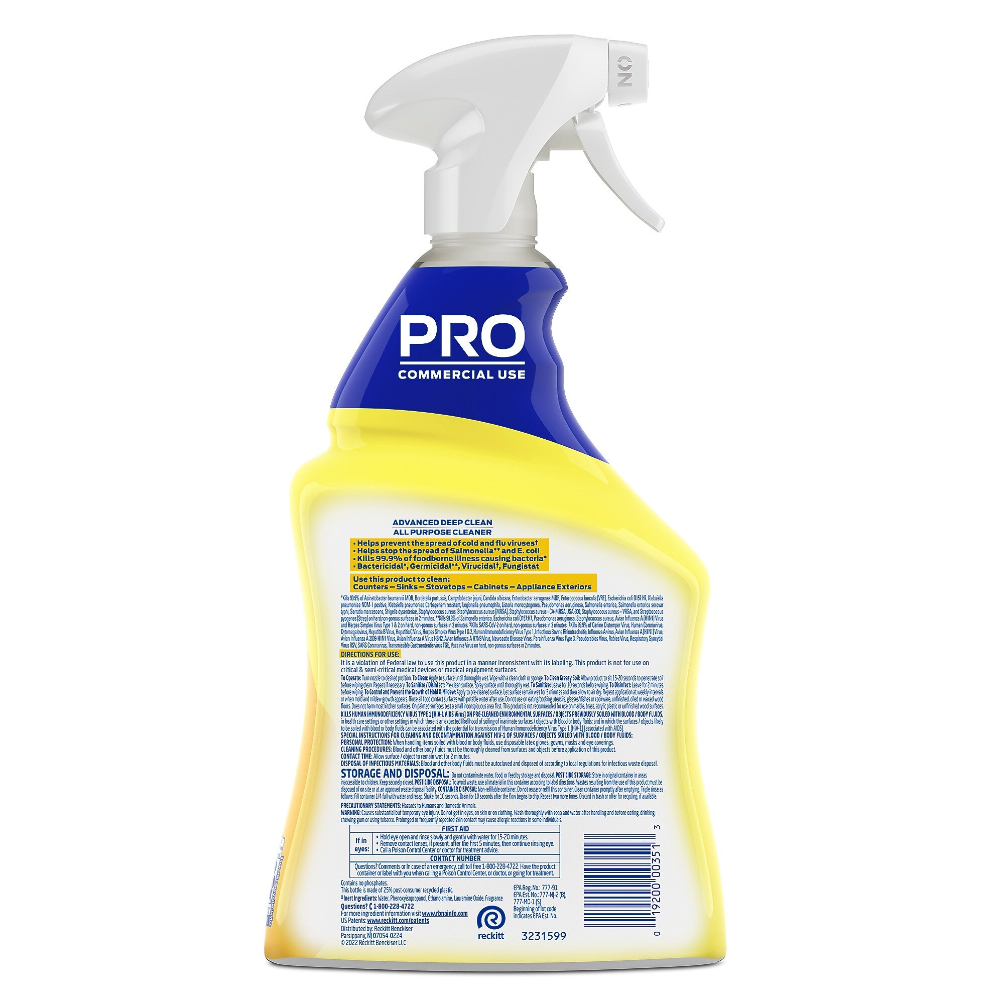 Lysol Professional Advanced Deep Clean Disinfecting All Purpose Cleaner Degreaser, Lemon Breeze Scent, 32 oz. (1920000351)