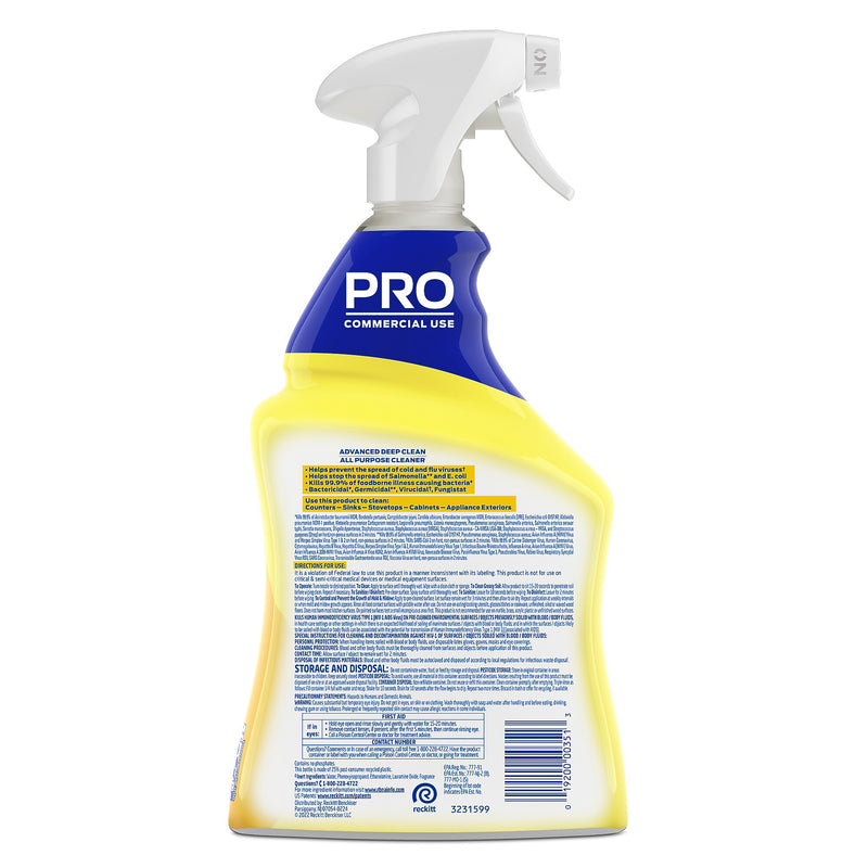 Lysol Professional Advanced Deep Clean Disinfecting All Purpose Cleaner Degreaser, Lemon Breeze Scent, 32 oz. (1920000351)