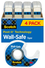 Scotch Wall-Safe Transparent Clear Tape Refill, 0.75" x 18.05 yds., 1" Core, 4 Rolls/Pack (4183)