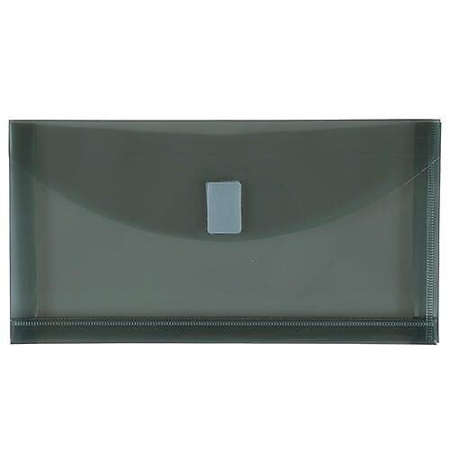 JAM Paper Premium Plastic Filing Envelope with Hook & Loop Closure, Gray, 3/Pack (921V1SMX3)