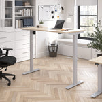 Bush Business Furniture Move 40 Series 60"W Electric Adjustable Standing Desk, Natural Elm/Cool Gray Metallic (M4S6030NESK)