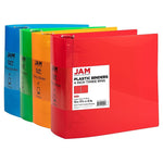 JAM Paper 4" 3-Ring Flexible Poly Binders, Assorted Colors, 4/Pack (PB75245ASSRT)