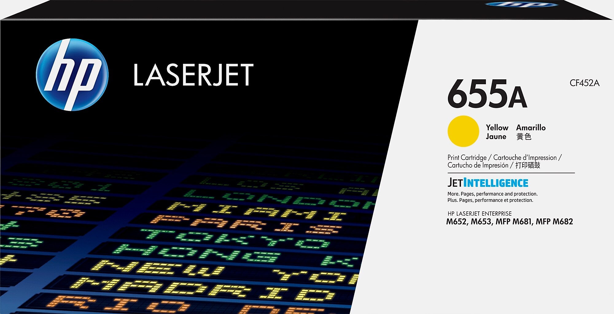 HP 655A Yellow Standard Yield Toner Cartridge, Prints Up to 10,500 Pages (CF452A)