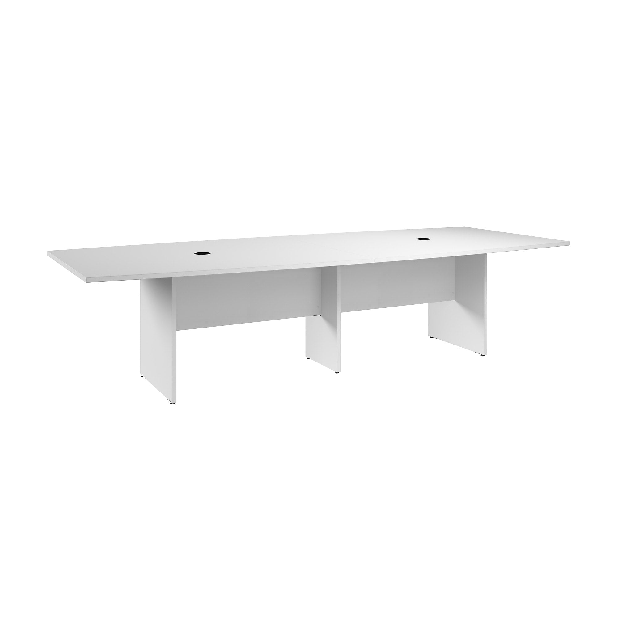 Bush Business Furniture 120W x 48D Boat Shaped Conference Table with Wood Base, White (99TB12048WHK)