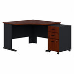 Bush Business Furniture Cubix 48"W Corner Desk with Mobile File Cabinet, Hansen Cherry/Galaxy (SRA035HCSU)