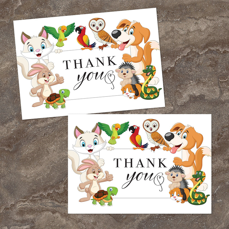Great Papers Whimisical Animal Pals General Use Thank You Notecard Kits, Multicolored, 24/Pack (2025026)